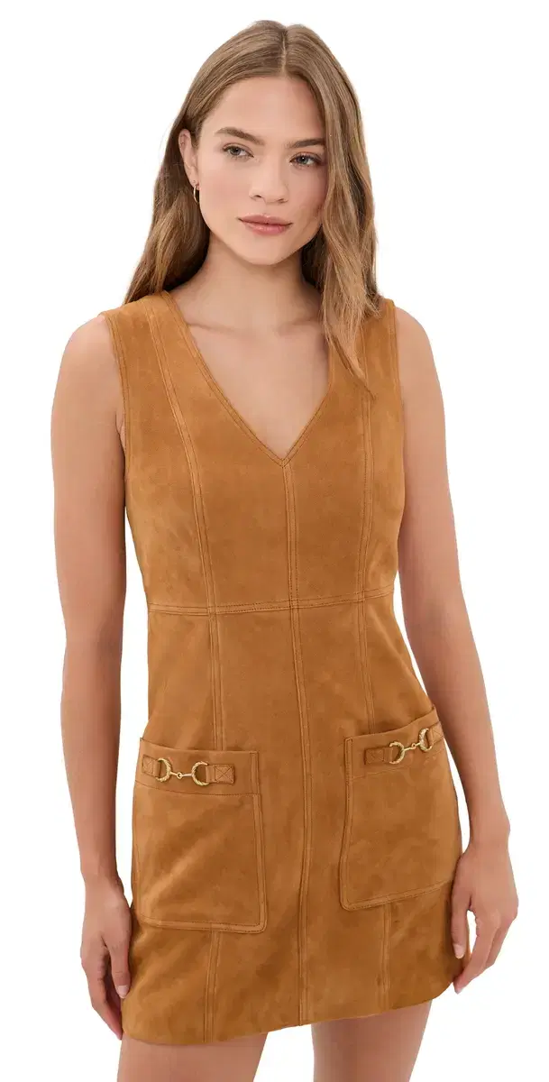 Ulla Johnson Sloane Suede Mini Dress Cognac