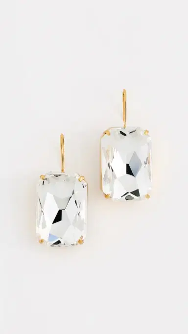 KENNETH JAY LANE Stone Fishhook Earrings Faceted Crystal One Size | Thumbnail 2