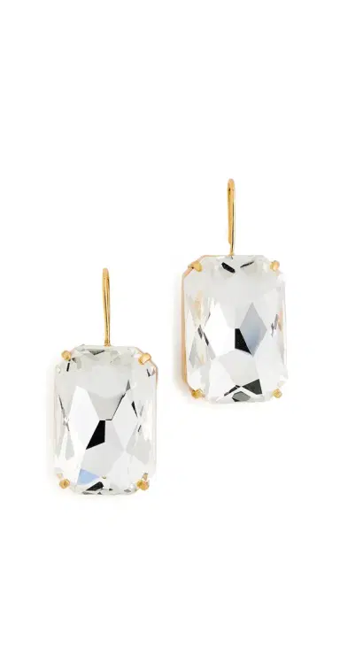 KENNETH JAY LANE Stone Fishhook Earrings Faceted Crystal One Size | Thumbnail 1