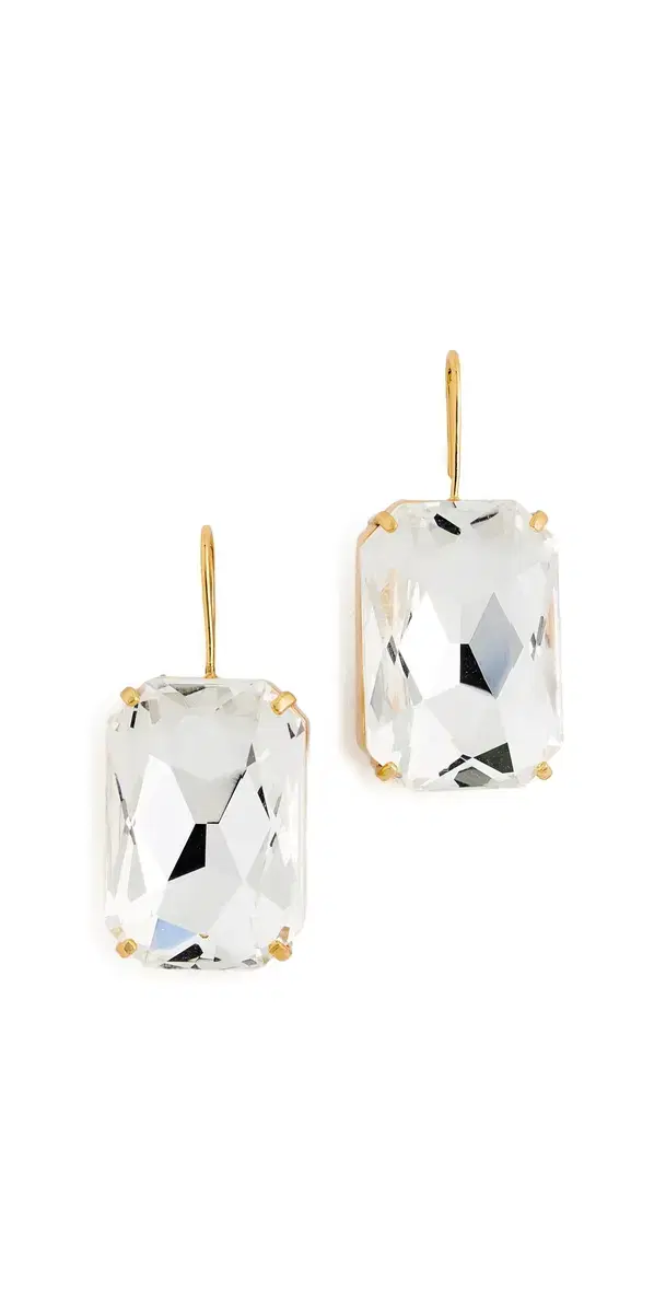 KENNETH JAY LANE Stone Fishhook Earrings Faceted Crystal One Size