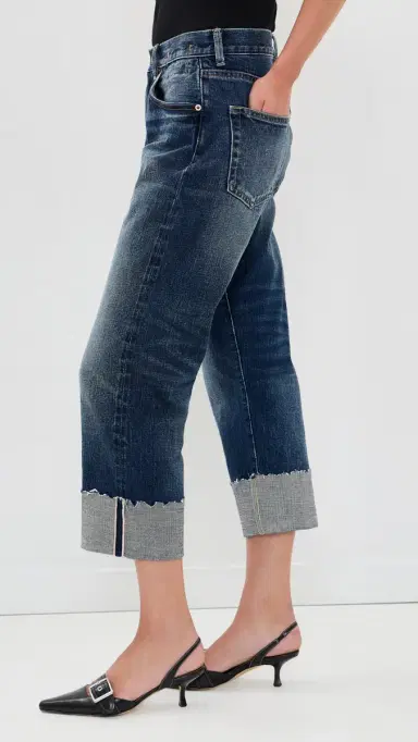 R13 Cuffed Ex-Boyfriend Jeans Caslon Selvedge Blue | Thumbnail 4 R13 Cuffed Ex-Boyfriend Jeans Caslon Selvedge Blue | Thumbnail 4