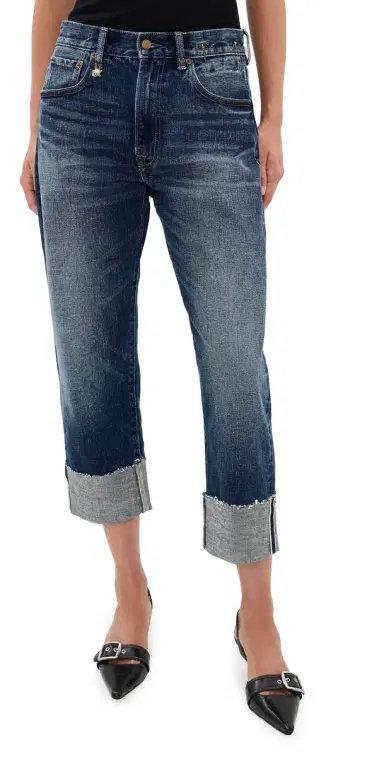 R13 Cuffed Ex-Boyfriend Jeans Caslon Selvedge Blue | Thumbnail 1 R13 Cuffed Ex-Boyfriend Jeans Caslon Selvedge Blue | Thumbnail 1