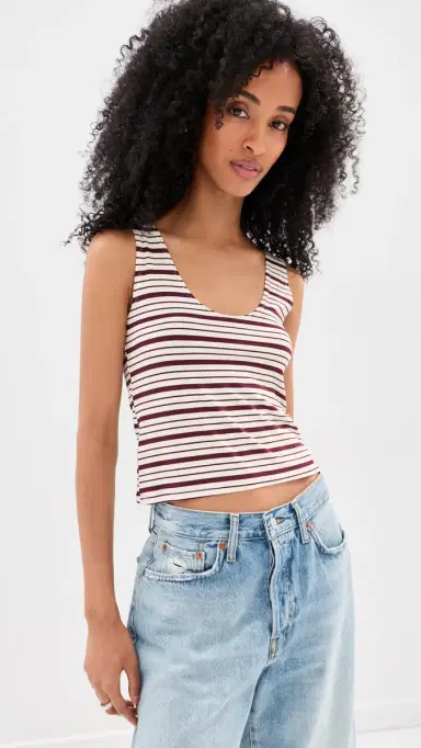 LE BOP ouise Cropped Stripe Tank Burgundy/ | Thumbnail 2