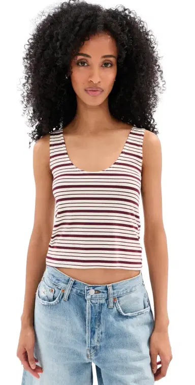 LE BOP ouise Cropped Stripe Tank Burgundy/ | Thumbnail 1