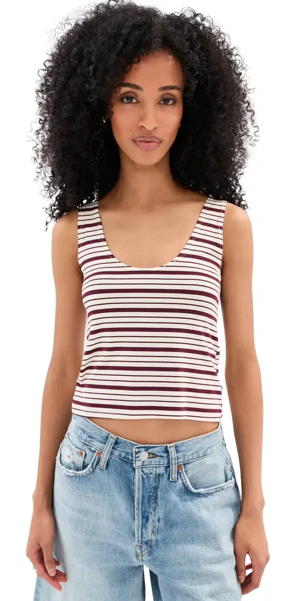 LE BOP ouise Cropped Stripe Tank Burgundy/