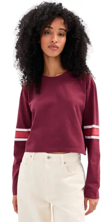 State & Lake Long Sleeve Baller Tee Burgundy M | Thumbnail 1