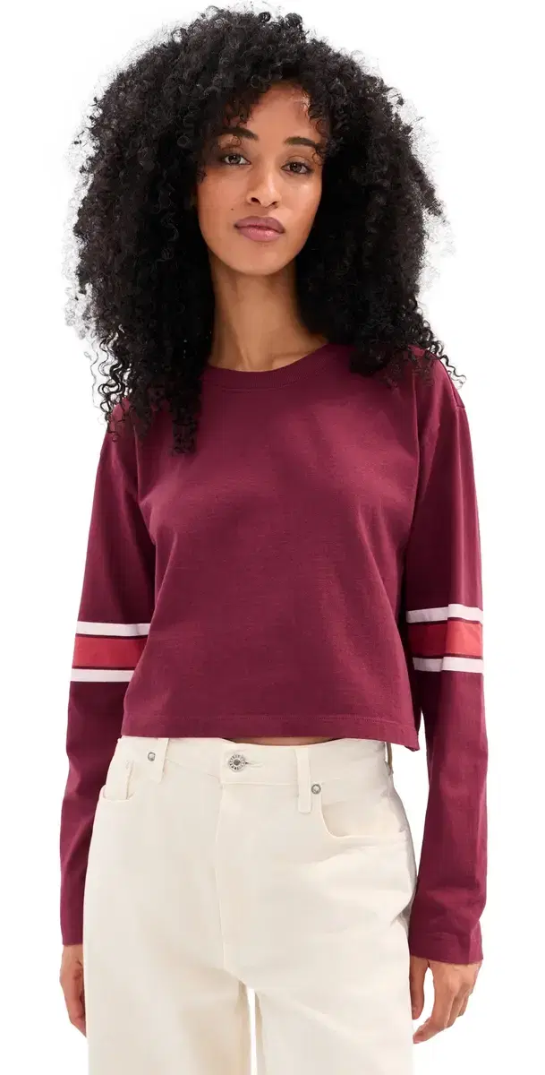 State & Lake ong Sleeve Baller Tee Burgundy