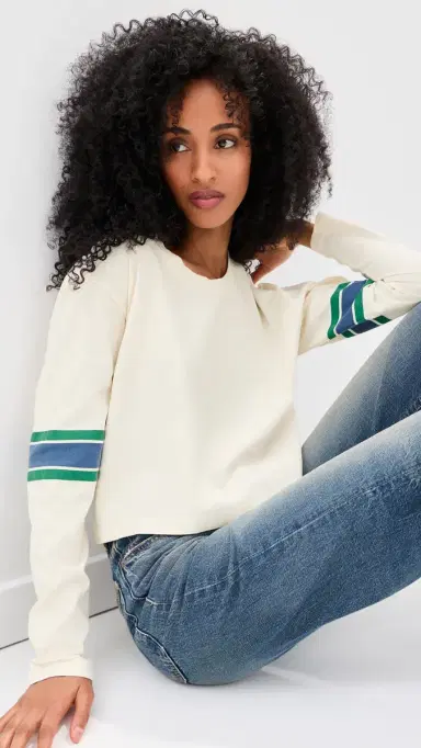 State & Lake Long Sleeve Baller Tee Cream/Blue M | Thumbnail 2