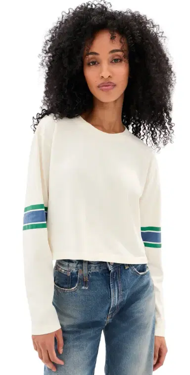 State & Lake Long Sleeve Baller Tee Cream/Blue M | Thumbnail 1