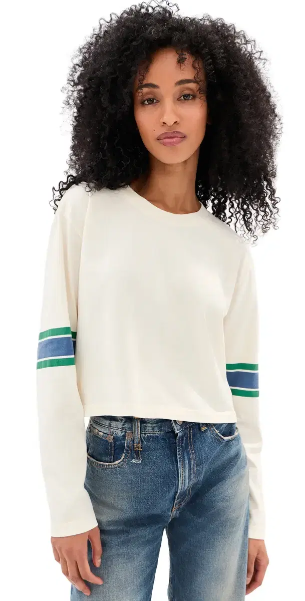 State & Lake Long leeve Baller Tee Cream/Blue