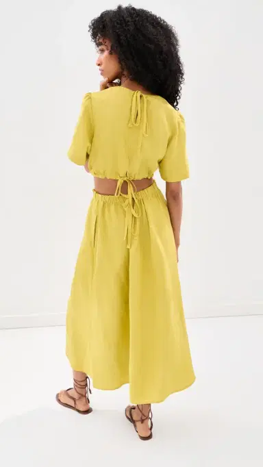 LE BOP Helena Midi Dress Warm Olive | Thumbnail 4