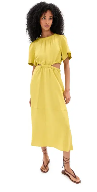 LE BOP Helena Midi Dress Warm Olive | Thumbnail 1