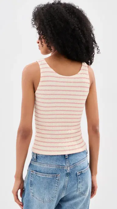 LE BOP Louise Cropped Stripe Tank Top Pink/White S | Thumbnail 4 LE BOP Louise Cropped Stripe Tank Top Pink/White S | Thumbnail 4