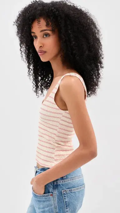LE BOP Louise Cropped Stripe Tank Top Pink/White S | Thumbnail 5 LE BOP Louise Cropped Stripe Tank Top Pink/White S | Thumbnail 5