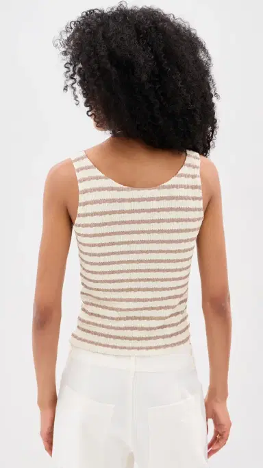 LE BOP ouise Cropped Stripe Tank Top Taupe/White | Thumbnail 3