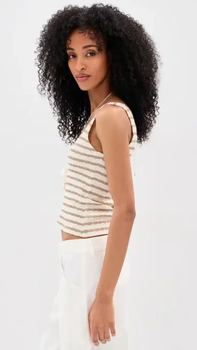 LE BOP ouise Cropped Stripe Tank Top Taupe/White | Thumbnail 4