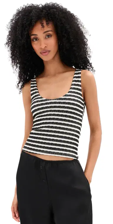 LE BOP ouise Cropped Stripe Tank Top Black/White | Thumbnail 1