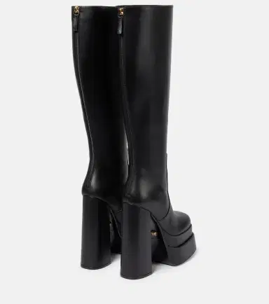 Versace Leather platform knee-high boots | Thumbnail 2