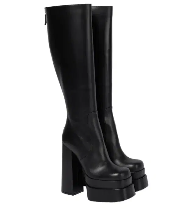 Versace Leather platform knee-high boots