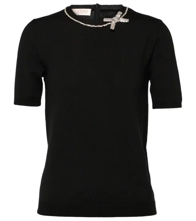 Valentino Embellished virgin wool top