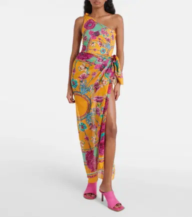 La DoubleJ Goddess floral one-shoulder swimsuit | Thumbnail 6