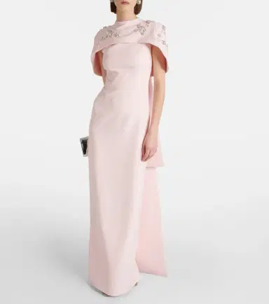 Safiyaa Embellished caped crêpe gown | Thumbnail 3 Safiyaa Embellished caped crêpe gown | Thumbnail 3