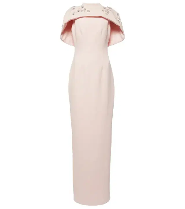 Safiyaa Embellished caped crêpe gown