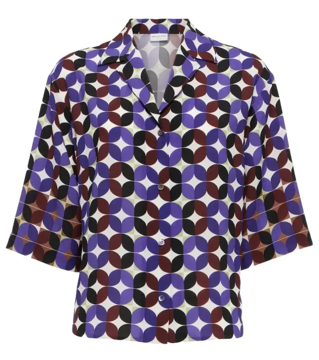 Dries Van Noten Printed crêpe bowling shirt