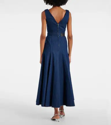 Erdem Printed floral denim midi dress | Thumbnail 5