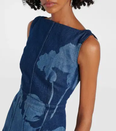 Erdem Printed floral denim midi dress | Thumbnail 6