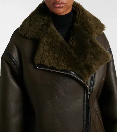 Nour Hammour Jacqueline shearling-trimmed leather jacket | Thumbnail 2