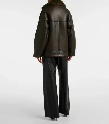 Nour Hammour Jacqueline shearling-trimmed leather jacket | Thumbnail 3