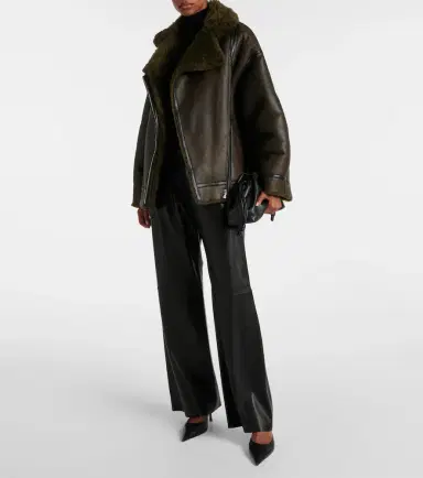 Nour Hammour Jacqueline shearling-trimmed leather jacket | Thumbnail 4