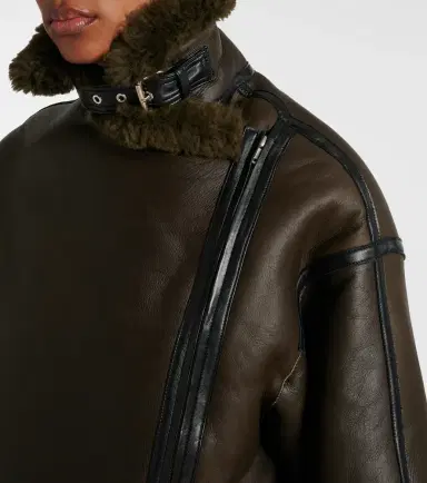 Nour Hammour Jacqueline shearling-trimmed leather jacket | Thumbnail 5