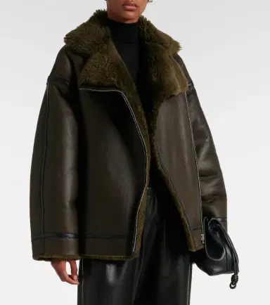 Nour Hammour Jacqueline shearling-trimmed leather jacket | Thumbnail 7