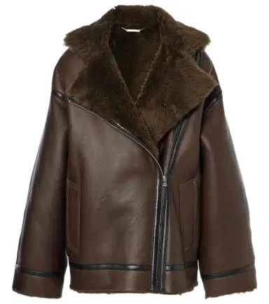 Nour Hammour Jacqueline shearling-trimmed leather jacket | Thumbnail 1