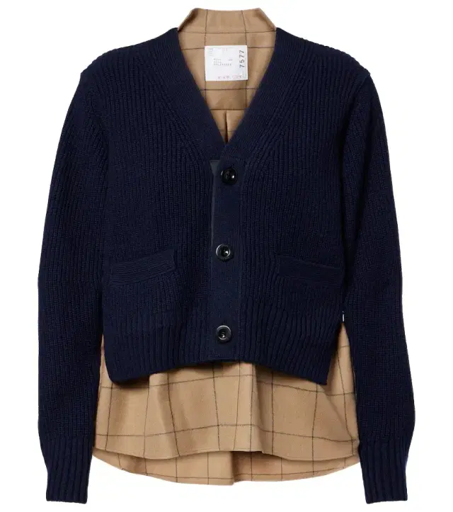 Sacai Layered wool-blend cardigan