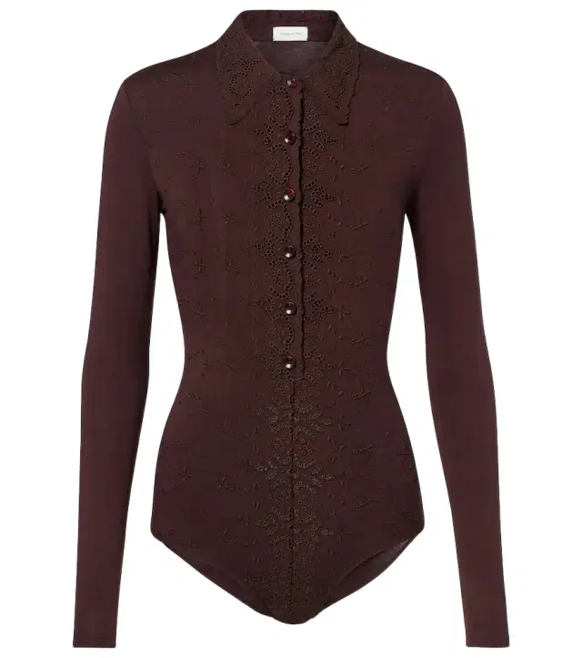 Magda Butrym Embroidered cotton-blend bodysuit