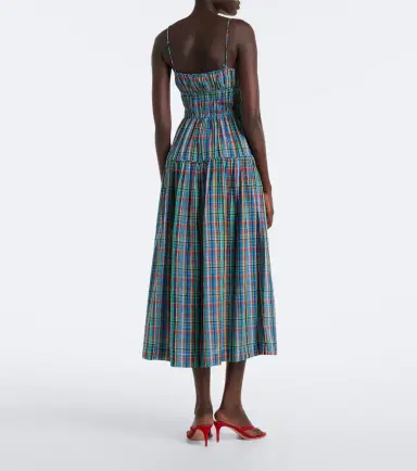 DÔEN Dôen Brielle plaid cotton midi dress | Thumbnail 3