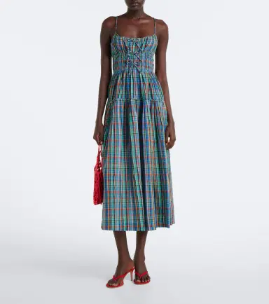 DÔEN Dôen Brielle plaid cotton midi dress | Thumbnail 4
