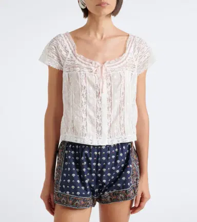 DÔEN Dôen Greta embroidered lace cotton top | Thumbnail 3