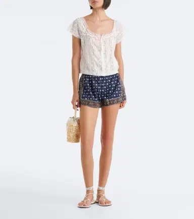 DÔEN Dôen Greta embroidered lace cotton top | Thumbnail 4