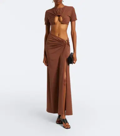 Christopher Esber Pierced Orbit gathered jersey maxi skirt | Thumbnail 4