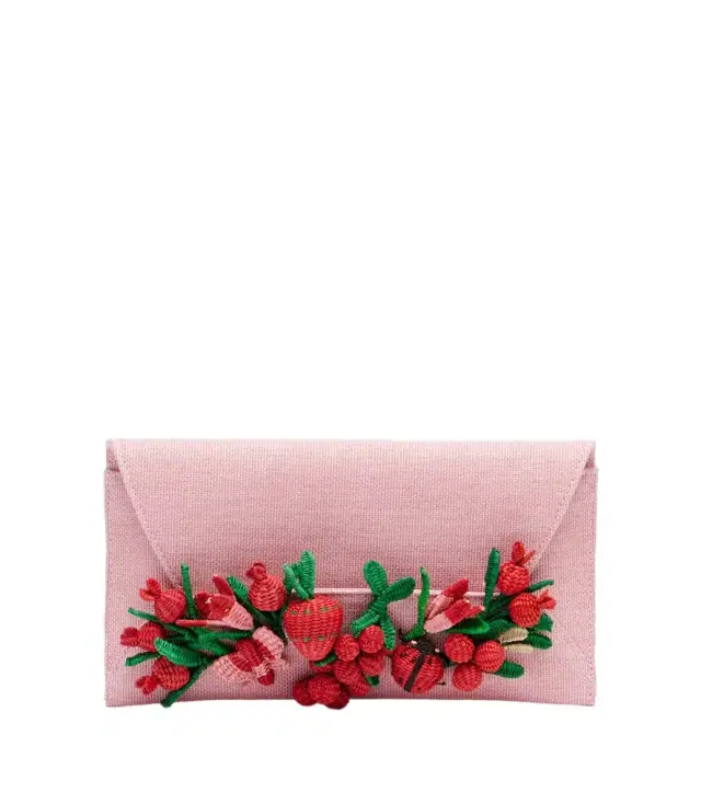 Aquazzura Botanica appliqué raffia clutch