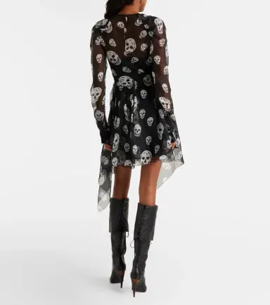 Alexander McQueen Skull asymmetric silk chiffon wrap dress | Thumbnail 4