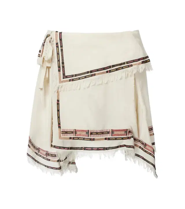 Isabel Marant Feriel embroidered fringed silk wrap skirt