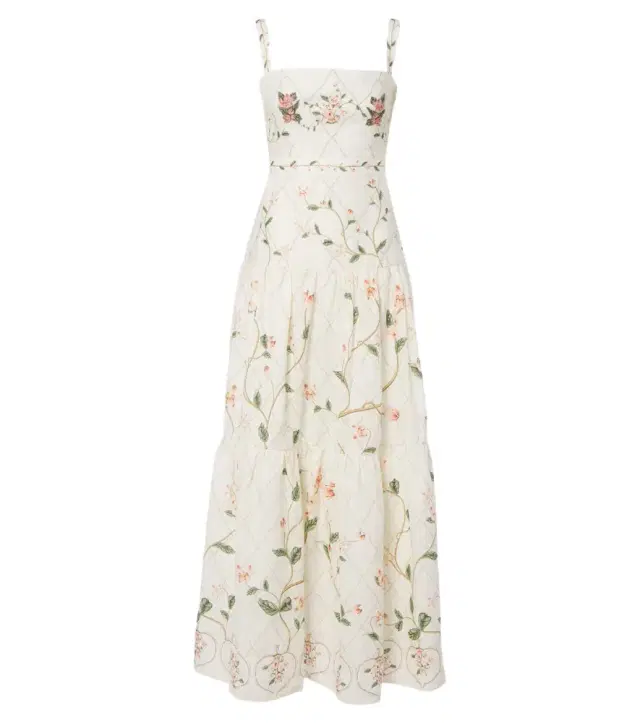 Agua by Agua Bendita Lima floral embroidered linen maxi dress