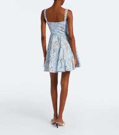 Agua by Agua Bendita Lima floral tiered linen minidress | Thumbnail 3