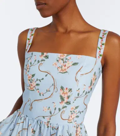 Agua by Agua Bendita Lima floral tiered linen minidress | Thumbnail 4