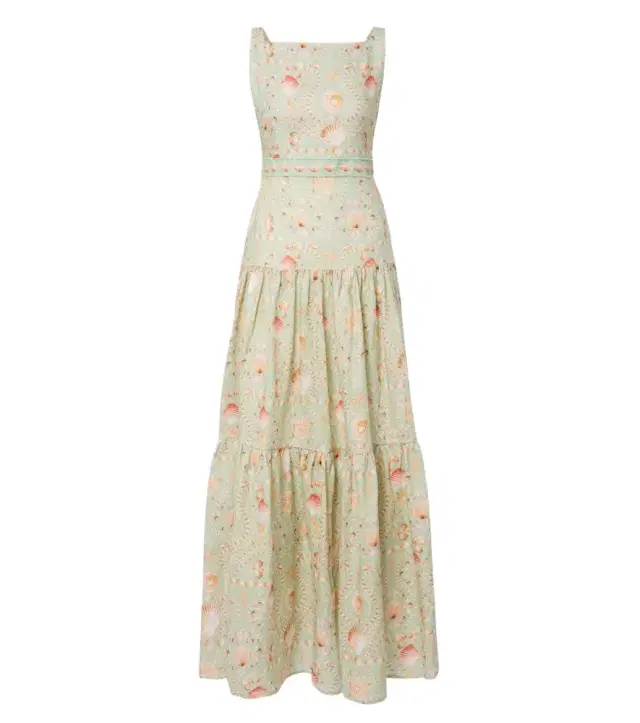 Agua by Agua Bendita Abeja printed tiered linen maxi dress